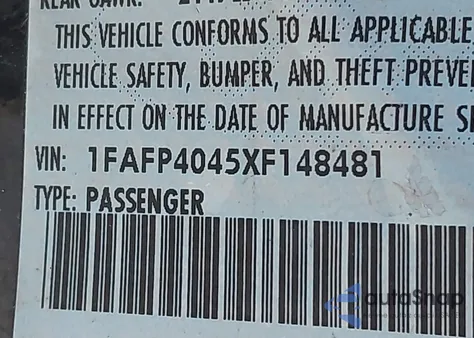 1999 Ford Mustang из США, поврежденный, VIN 1FAFP4045XF148481